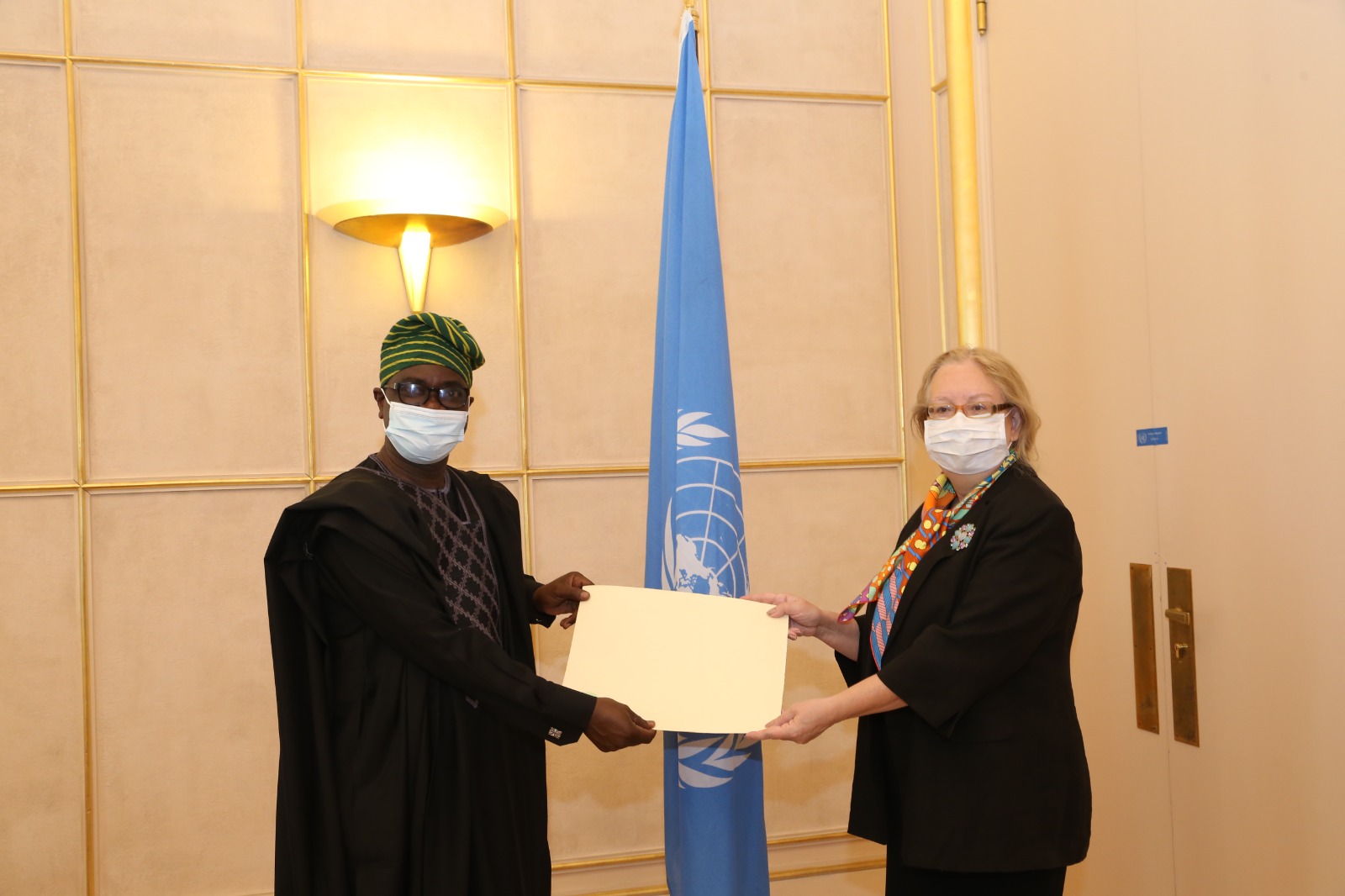 His Excellency, Ambassador Abiodun Richards Adejola and The D-G United Nations Geneva Mrs. Tatiana Valovaya