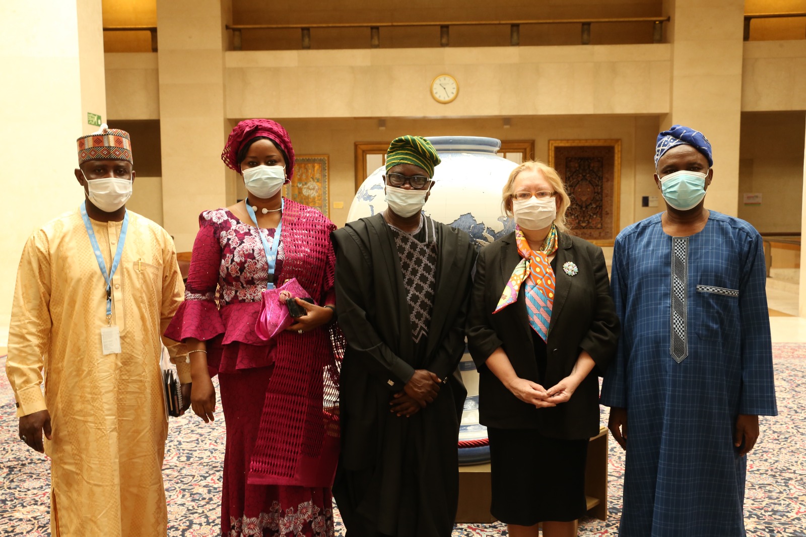 Some Members of the Nigerian Mission and H.E. Amb. A. R. Adejola and the D-DG UNOG at the United Nations Office Geneva and the D-G of UNOG, Tatiana Valovaya 